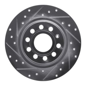 Audi Q3 Brake Rotor (1) - Rear Left - R1 Concepts - Drilled & Slotted - Silver - `05-`18